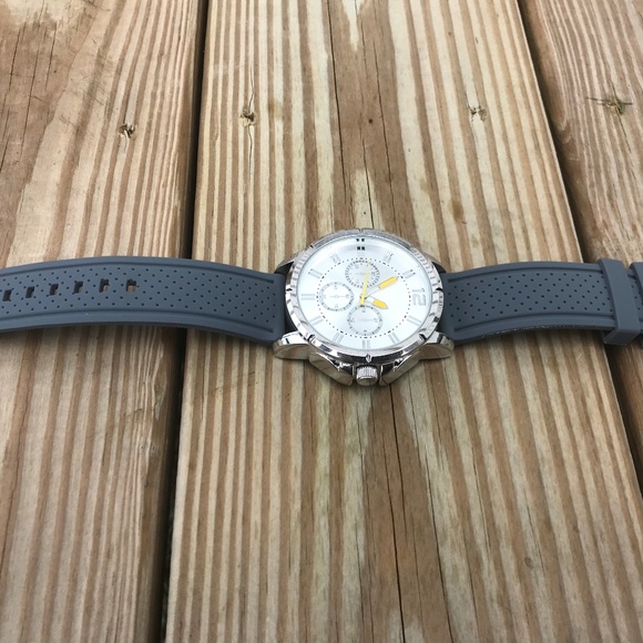 Geneva Men Watch Gray Silicon Rubber Band Big Dial - Picture 5 of 8